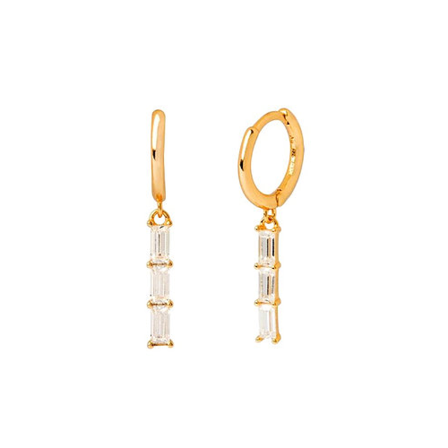 Fashion Favorite LILI Bar Oorbellen - White/Gold | 925 Silver