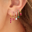 Fashion Favorite LILI Bar Oorbellen - Hot Pink/Silver | 925 Silver