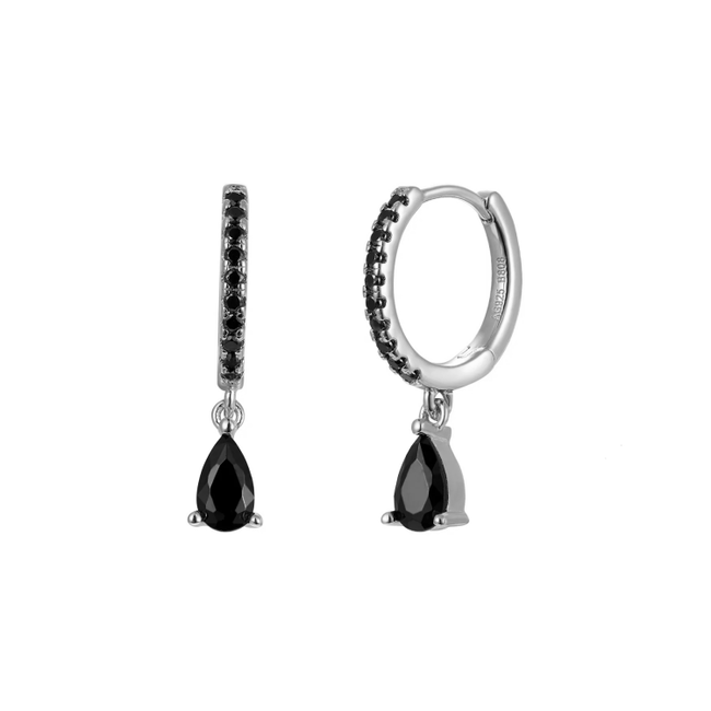 Fashion Favorite LELA Drop Oorbellen - Black/Silver | 925 Silver