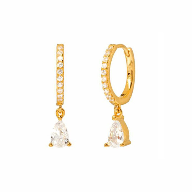 LELA Drop Oorbellen - White/Gold | 925 Silver