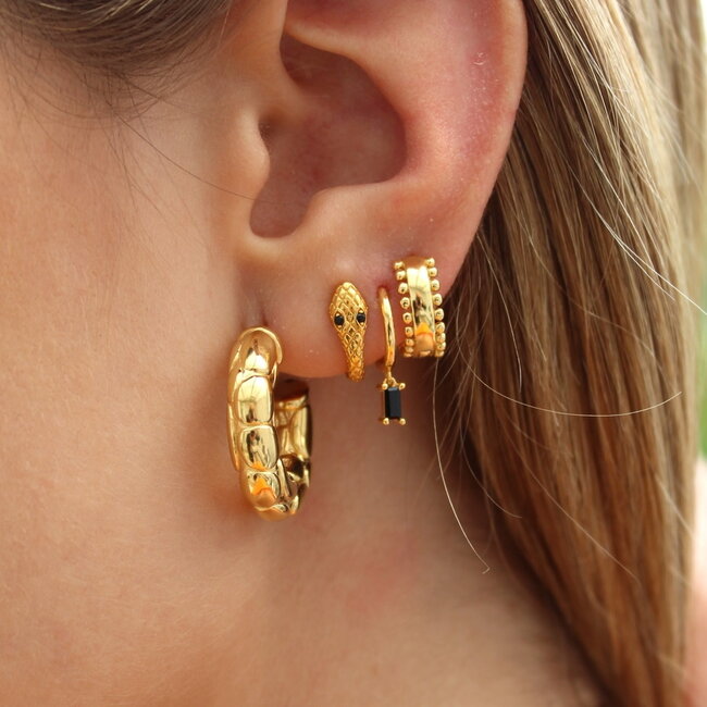 LOVI Square Oorbellen - Black/Gold | 925 Silver