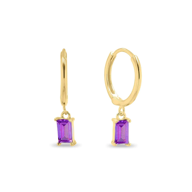 Fashion Favorite LOVI Square Oorbellen - Purple/Gold | 925 Silver