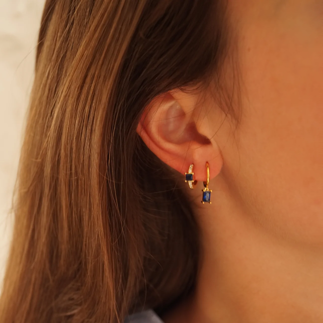 LOVI Square Oorbellen - Blue/Gold | 925 Silver