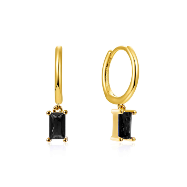 Fashion Favorite LOVI Square Oorbellen - Black/Gold | 925 Silver