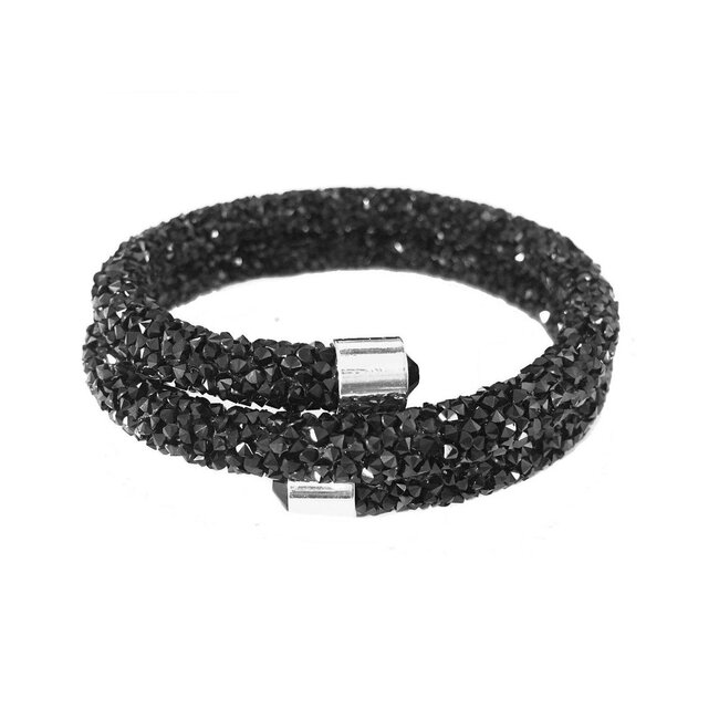 Fashion Favorite Wikkelarmband Dubbel Braam | Zwart | Diameter 5,5 cm - Dikte 7 mm