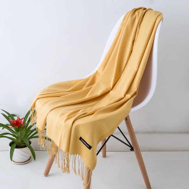 Pashmina Sjaal - Donkergeel | Polyester | 180 x 70 cm