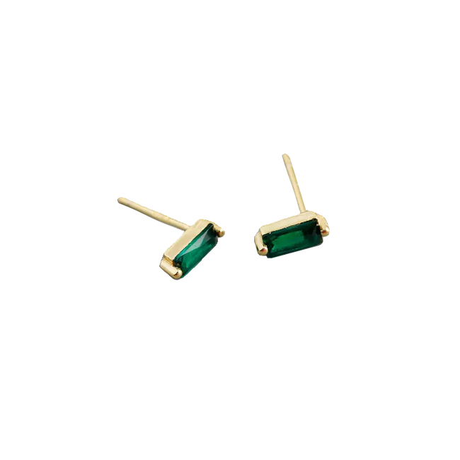 Fashion Favorite YOLA Stud Oorbellen - Green/Gold | 925 Silver