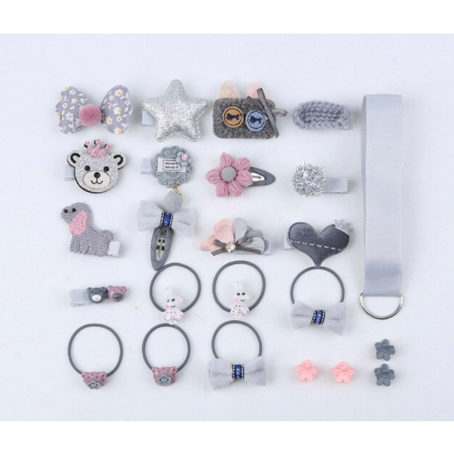 Kinder Clipjes/Elastiekjes Set - Zilver