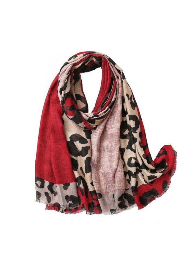 Leopard Sjaal Oudroze/Rood