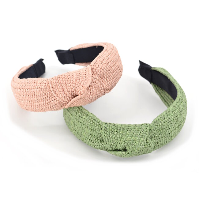 Ibiza Beach Haarband / Diadeem | Boho Knot Roze | Rotan Look