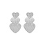 Fashion Favorite Three Heart Oorbellen | Zilverkleurig | 4,9 cm x 2,7 cm | Fashion Favorite