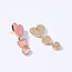 Fashion Favorite Jazz Heart Oorbellen | Roze/Goud  | 5 cm x  2,2 cm | Fashion Favorite