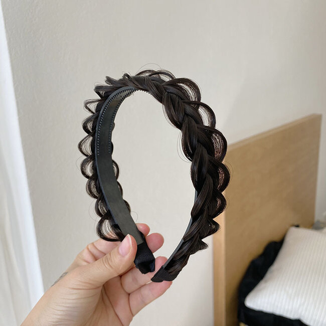 Vlecht Diadeem | Zwartbruin | Gevlochten Diadeem