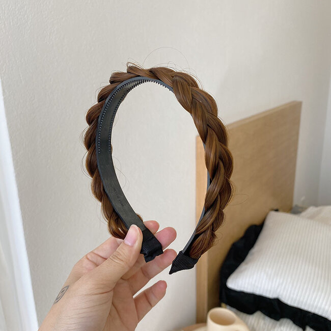 Vlecht Diadeem | Lichtbruin | Gevlochten Diadeem