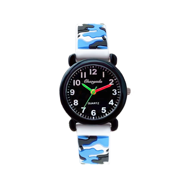 Army Kinderhorloge 3D - Lichtblauw | Camouflage/Leger | Kunststof/Siliconen