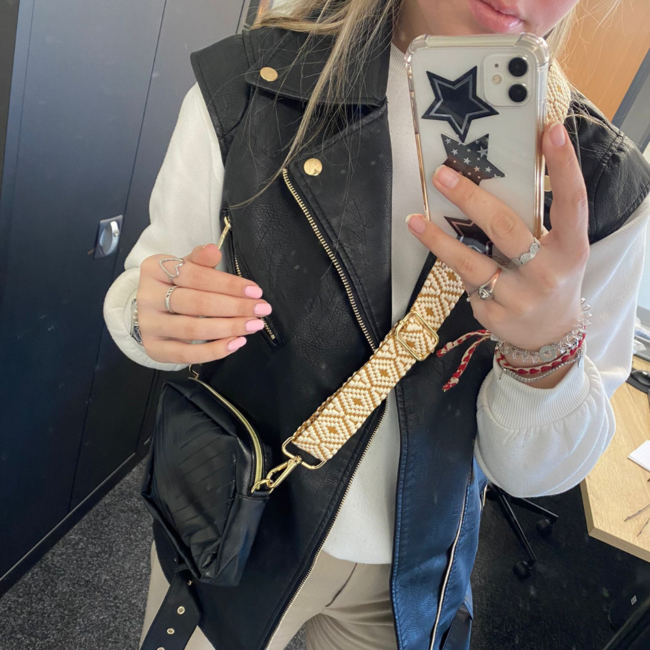 Bag Strap / Tas Riem Boho | Oker/Creme | Schouderriem