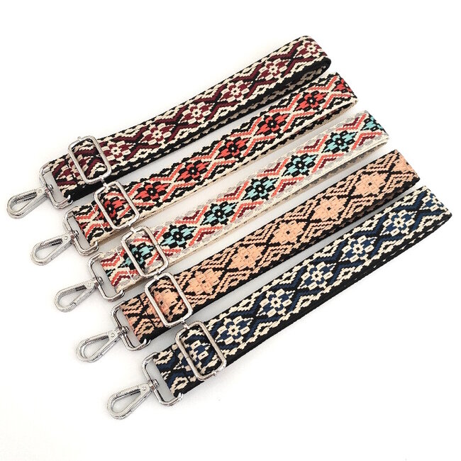 Bag Strap / Tas Riem Ibiza | Blauw/Zwart/Creme | Schouderriem