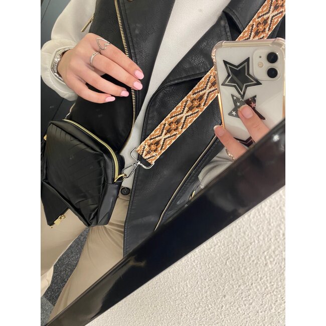 Bag Strap / Tas Riem Ibiza | Cognac/Creme/Donkerbruin | Schouderriem
