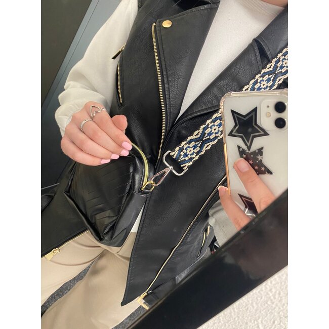 Bag Strap / Tas Riem Ibiza | Blauw/Zwart/Creme | Schouderriem