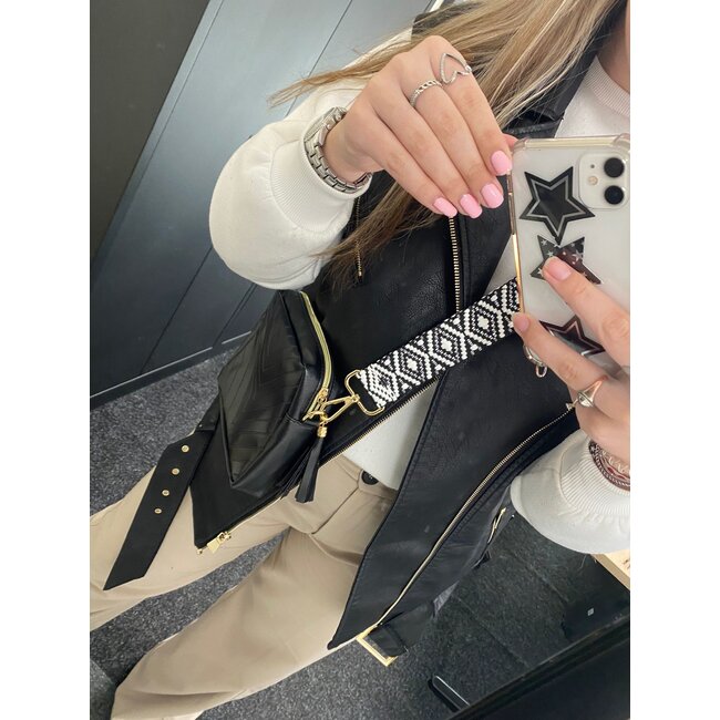 Bag Strap / Tas Riem Boho | Zwart/Wit | Schouderriem