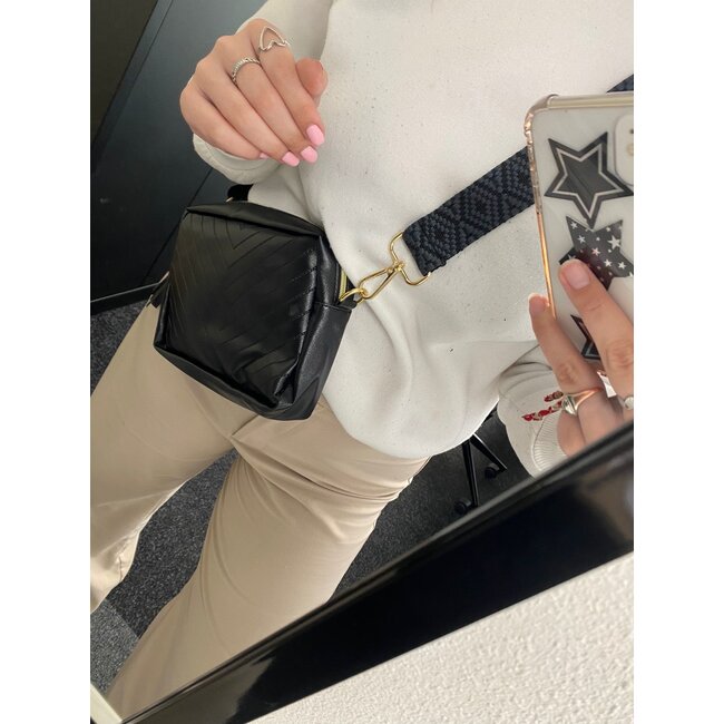 Bag Strap / Tas Riem Boho | Zwart/Grijs| Schouderriem