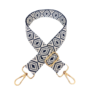 Fashion Favorite Bag Strap / Tas Riem Boho | Donkerblauw/Creme