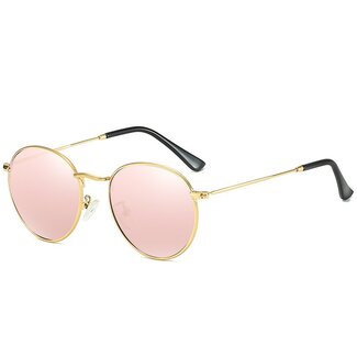 Fashion Favorite Retro Zonnebril Rond | Goud/Roze