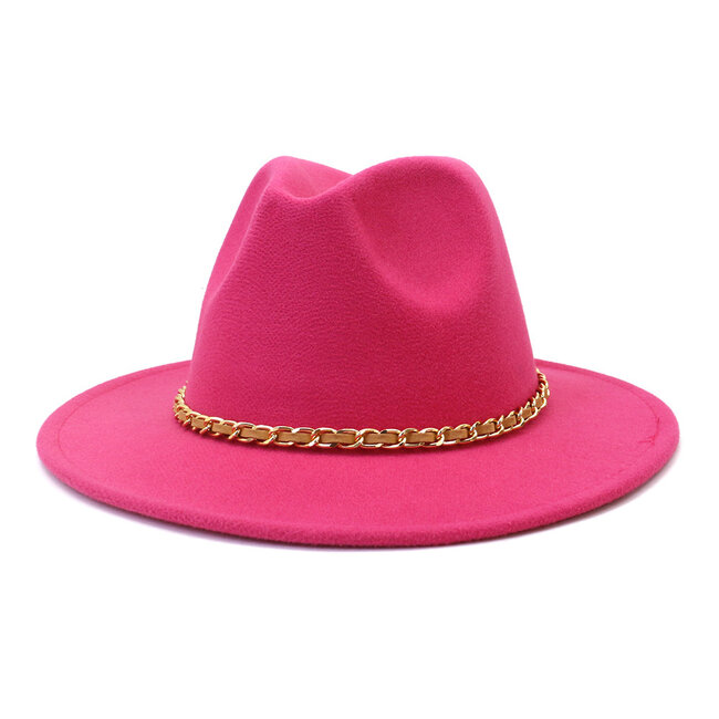 Fashion Favorite Fedora Hoed | Chain Fuchsia | Verstelbaar | Fashion Favorite