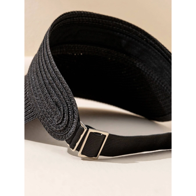 Zonneklep | Gevlochten Stro Zwart