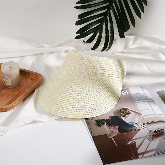 Zonneklep | Gevlochten Stro Creme | Fashion Favorite