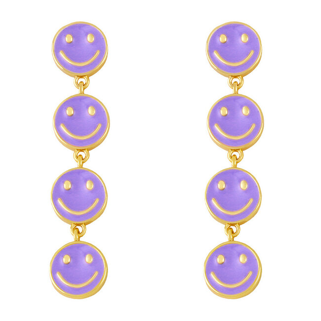 Fashion Favorite Smiley Oorbellen | Paars | Fashion Favorite