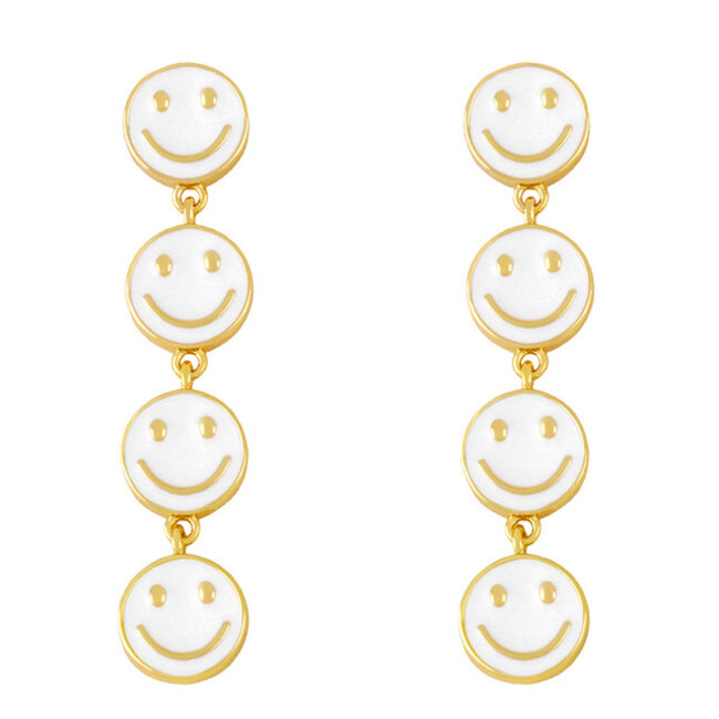 Fashion Favorite Smiley Oorbellen | Wit | Fashion Favorite