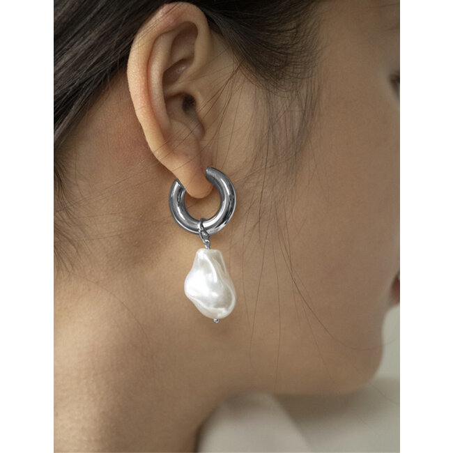Oorringen Parel | Zilverkleurig | Fashion Favorite