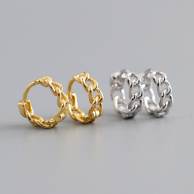 Petite Chain Oorringen | Zilverkleurig  | 8 x 2 mm | Fashion Favorite