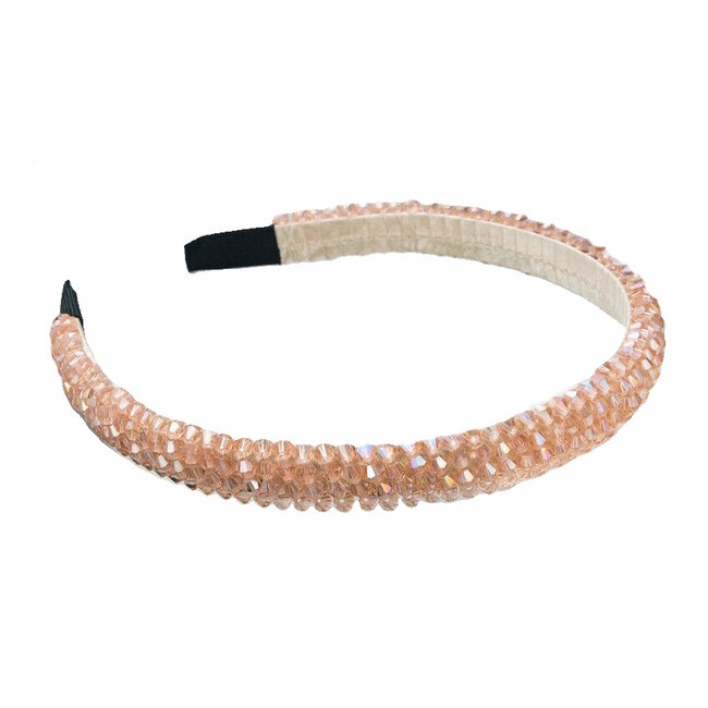 Fashion Favorite Summer Strass Diadeem | Zalmroze | Kunststof / Polyester | Fashion Favorite