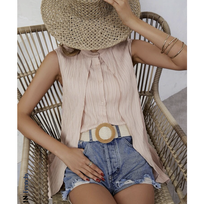 Gevlochten Riem | Zwart/Creme | Rotan/Riet