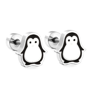 Fashion Favorite Pinguin Stud Oorknopjes | Zilverkleurig