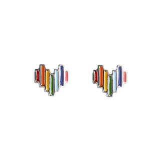 Fashion Favorite Rainbow Heart Stud Oorknopjes - Zilverkleurig