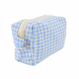 Fashion Favorite Pied De Poule Make-Up Tas - Blauw/Wit