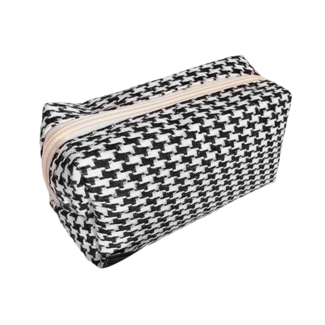 Fashion Favorite Pied De Poule Make-Up Tas - Zwart/Wit