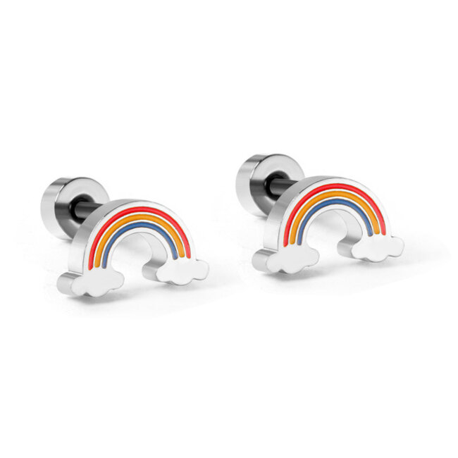 Fashion Favorite Regenboog Stud Oorknopjes/Oorbellen | Zilverkleurig | Stainless Steel