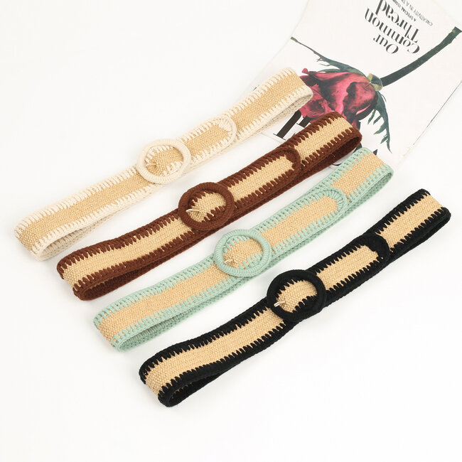 Gevlochten Riem Romee - Creme | 95 x 4 cm | Kunststof / Katoen