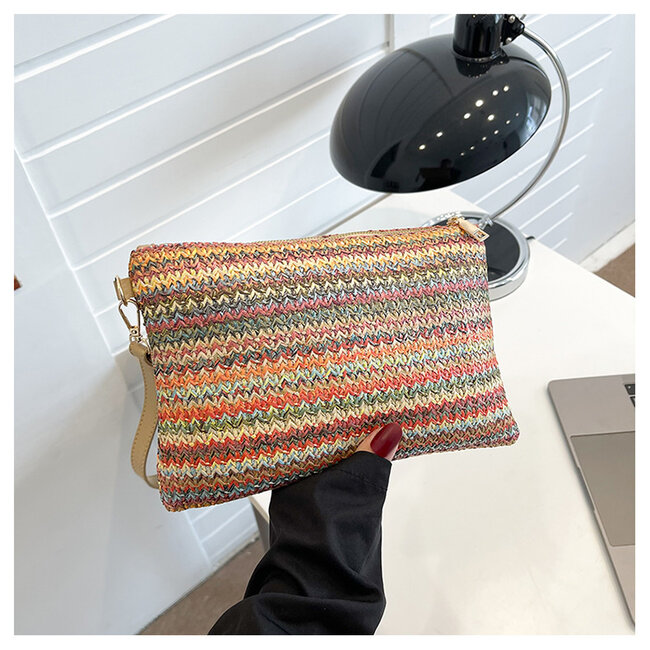 Yarah Ibiza Clutch | Bruin/Oranje | Telefoontasje / Handtas