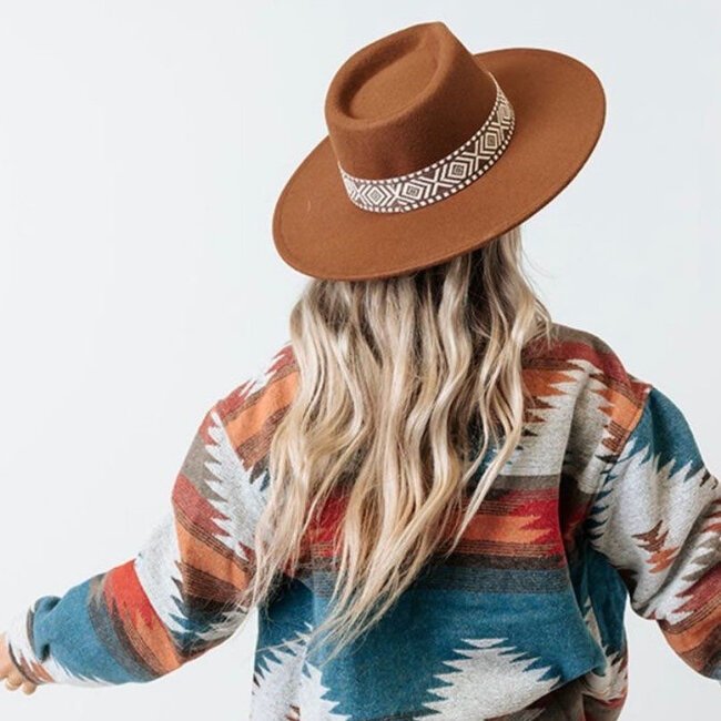 Fedora Hoed - Aztec Bruin | Verstelbaar | 56 - 58 cm