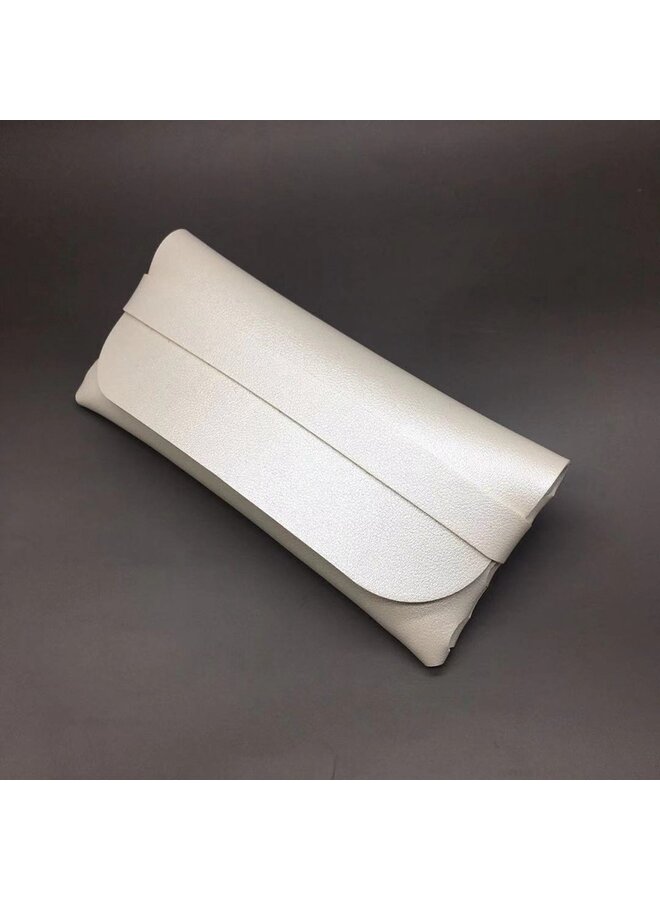 Brillenkoker - Metallic White | 17 x 8 x 2,5 cm | Kunstleer