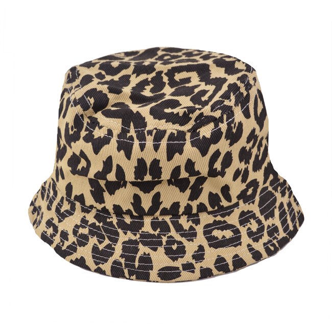 Fashion Favorite Kinder Bucket Hat - Panter Zwart/Beige | 52-54 cm | Katoen