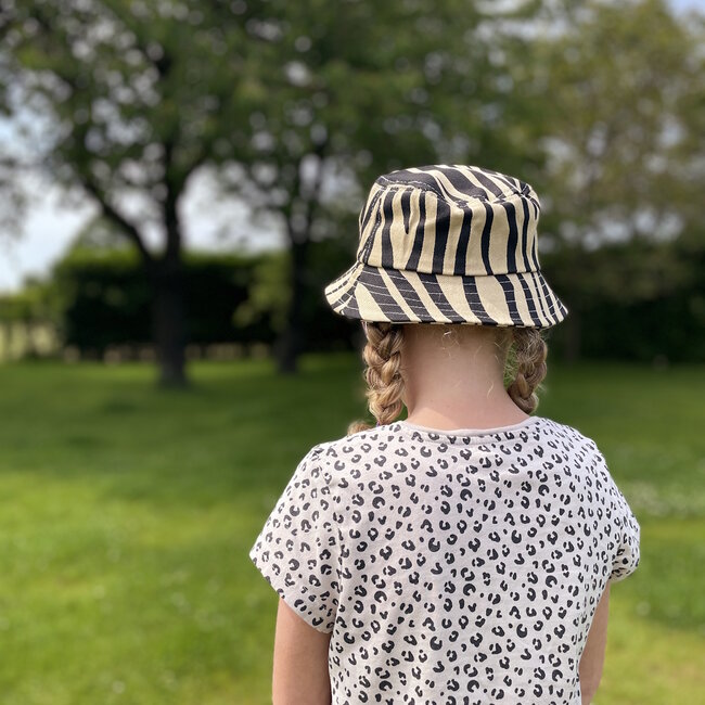 Kinder Bucket Hat - Zebra Zwart/Beige | 52-54 cm | Katoen
