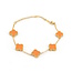 Fashion Favorite Clover Armband - Oranje/Goud | Stainless Steel | 21,5 cm | Fashion Favorite