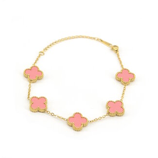 Fashion Favorite Clover Armband - Lichtroze/Goud