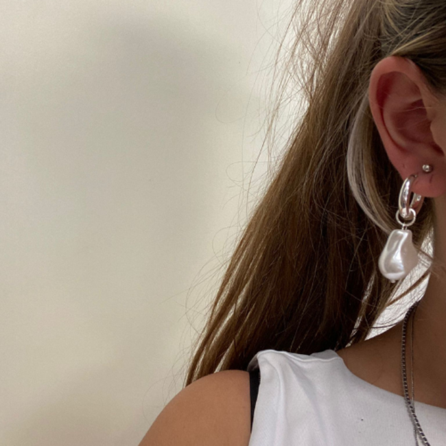 Oorringen Parel | Zilverkleurig | Fashion Favorite